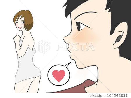 かわいいカップル2人のイラスト素材(1) 104548831