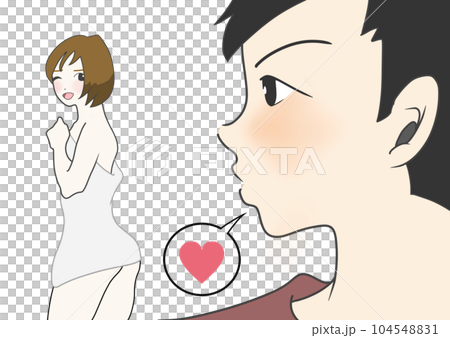 かわいいカップル2人のイラスト素材(1) 104548831