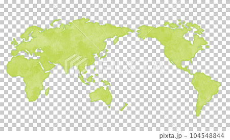World map hand drawn watercolor touch yellow green World map hand drawn watercolor touch yellow green 104548844