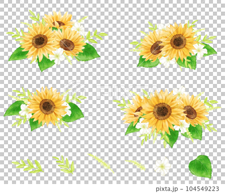 Analog watercolor style sunflower set 104549223