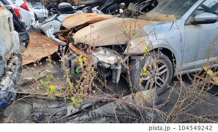 Background with a car after a traffic accident. Jpeg Background with a car after a traffic accident. Jpeg 104549242