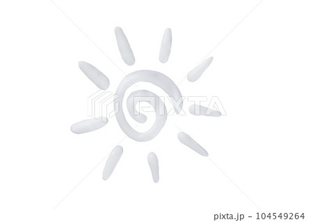 Sunscreen cream sun shape isolated on white background. Sunscreen cream as a logo or design element. Sunscreen cream sun shape isolated on white background. Sunscreen cream as a logo or design element. 104549264