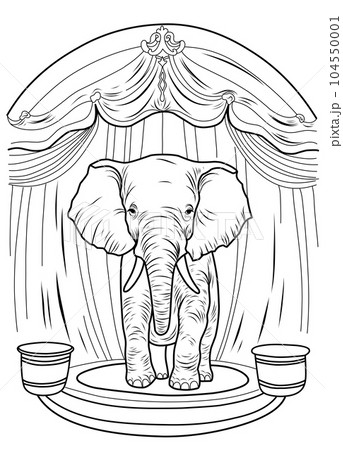 Elephant in the circus coloring page. Elephant in the circus arena coloring page 104550001