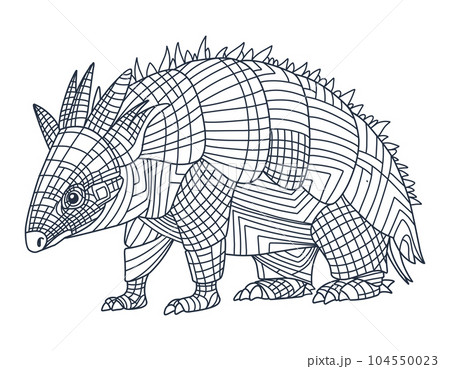 Coloring page armadillo. Armadillo coloring page in modern style. 104550023