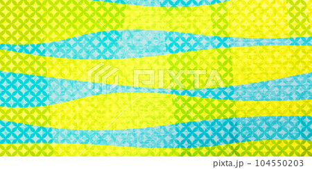 七宝柄文様　ブルーとゴールドのグラデーション背景イラスト 104550203