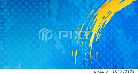 七宝柄文様　ブルーとゴールドのグラデーション背景イラスト 104550208