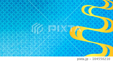 七宝柄文様　ブルーとゴールドのグラデーション背景イラスト 104550210