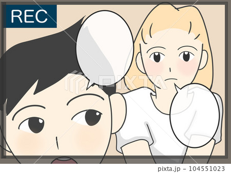 撮影をする男女のイラスト素材(2) 撮影をする男女のイラスト素材(2) 104551023