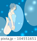 海を泳ぐ女の子の抽象イラスト(2) 104551651