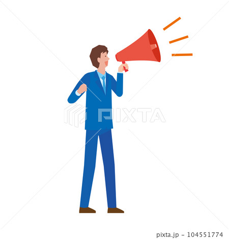 拡声器で呼びかける男性 104551774