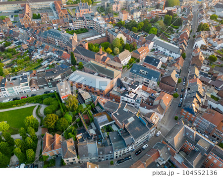 Halle, Vlaams brabant, Belgium, 06 09 2023, Aerial view of the center of the city of Halle during Halle, Vlaams brabant, Belgium, 06 09 2023, Aerial view of the center of the city of Halle during 104552136