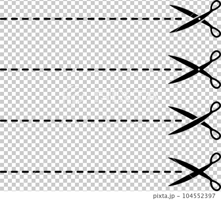 ハサミと切り取り線のセット 104552397