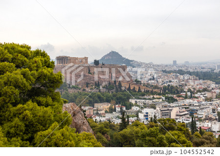 Acropolis hill in greenery, Athens landmark Greece Acropolis hill in greenery, Athens landmark Greece 104552542