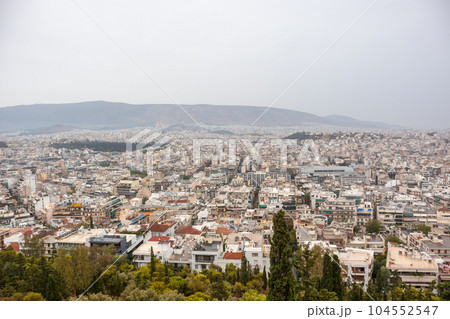 Athens city center streets on foggy day, Greece Athens city center streets on foggy day, Greece 104552547