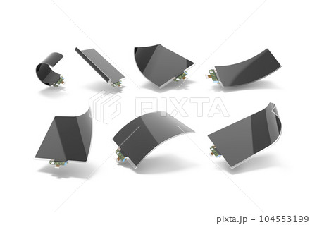 Blank black flexible curved display mockup, different types, no gravity 104553199