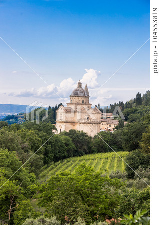 The Church of San Biagio is located at the foot of the hill of Montepulciano, ancient city in Tuscany, Italy 104553819