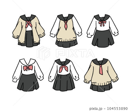 セーラー服のイラストセット 104553890