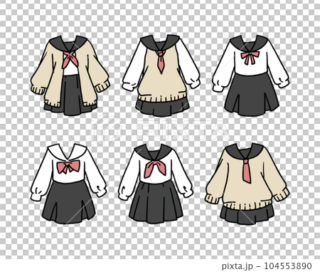 セーラー服のイラストセット 104553890