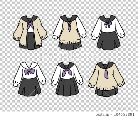 セーラー服のイラストセット 104553891