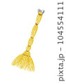 Yellow  broom with a bow on a white background 104554111