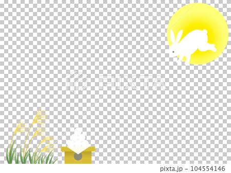 お月見だんごと満月のうさぎのイラスト 104554146