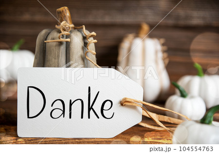 Pumpkin Decoration With Label With Text Danke Pumpkin Decoration With Label With Text Danke 104554763