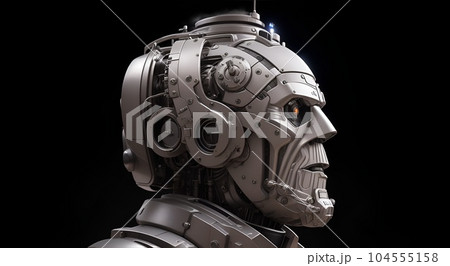 高齢男性の姿をしたロボットの横顔 104555158