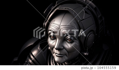 高齢女性の姿をしたロボット 104555159