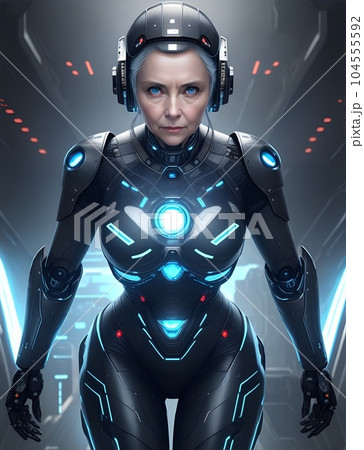 高齢女性の顔をしたロボットのイラスト 高齢女性の顔をしたロボットのイラスト 104555592