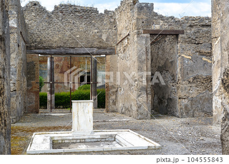 Ruins of Ancient Roman house in Pompeii near Naples, Italy 104555843
