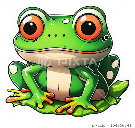 cute little frog sitting on a lotus leaf cute little frog sitting on a lotus leaf 104556241