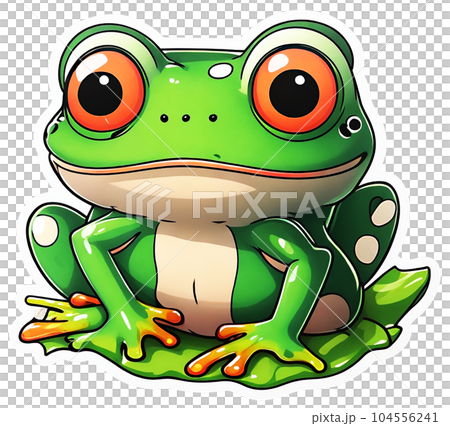 cute little frog sitting on a lotus leaf cute little frog sitting on a lotus leaf 104556241