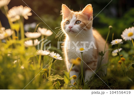 草原に1匹の野良猫 104556419