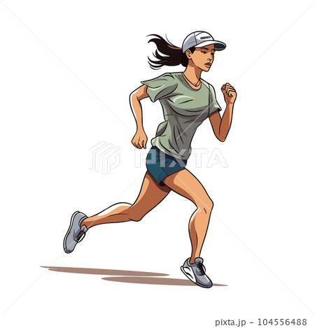 Female runner hand-drawn illustration. Female runner. Vector doodle style cartoon illustration 104556488