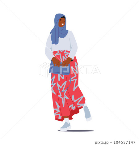 Empowered and Modern Young Muslim Woman Character Breaking Societal Stereotypes, Balances Tradition And Progress 104557147