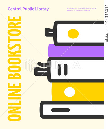 Online Bookstore Invitation Placard Poster Banner Card Template. Vector Online Bookstore Invitation Placard Poster Banner Card Template. Vector 104558013