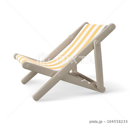 Beach chaise longue for summer rest. Wooden deck chair. 104558233