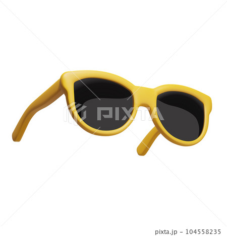 Realistic 3d yellow sunglasses on white background. Summertime object. Vector illustration. 104558235