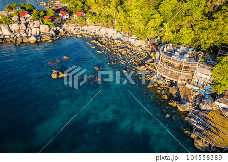 Aerial view of Jansom Bay in koh Tao, Thailand Aerial view of Jansom Bay in koh Tao, Thailand 104558389