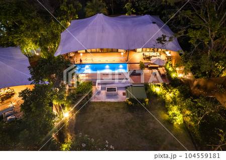 Aerial view of a luxury glamping in Khao Yai, Nakhon Ratchasima, Thailand Aerial view of a luxury glamping in Khao Yai, Nakhon Ratchasima, Thailand 104559181