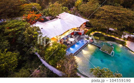 Aerial view of a luxury glamping in Khao Yai, Nakhon Ratchasima, Thailand Aerial view of a luxury glamping in Khao Yai, Nakhon Ratchasima, Thailand 104559190