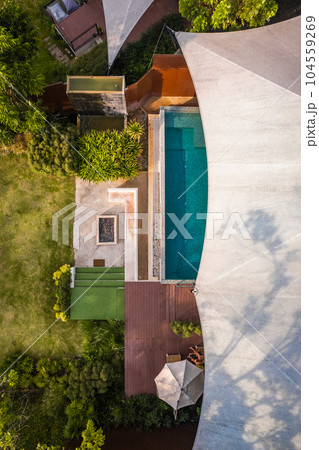 Aerial view of a luxury glamping in Khao Yai, Nakhon Ratchasima, Thailand 104559269