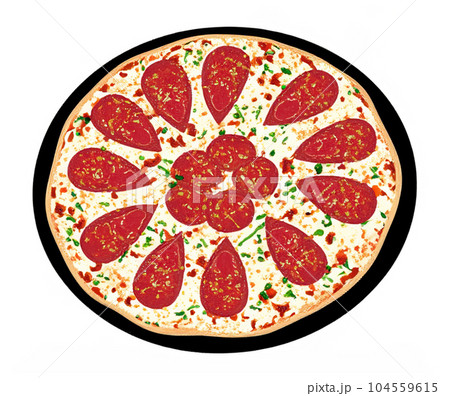 illustration of pepperoni pizza isolated on white background 104559615