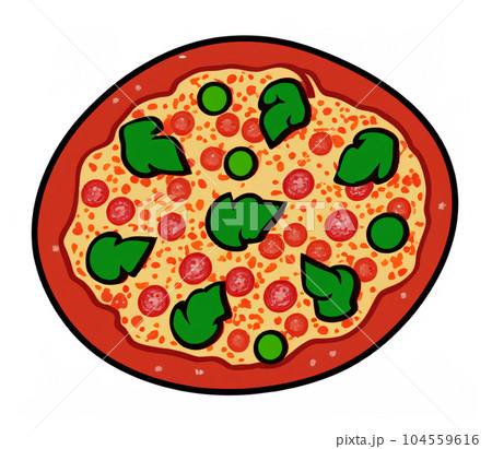 illustration of pepperoni pizza isolated on white background illustration of pepperoni pizza isolated on white background 104559616