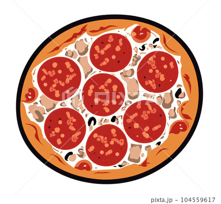 illustration of pepperoni pizza isolated on white background 104559617
