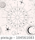 horoscope sign seamless pattern , lunar calendar, moon phases cosmic universe design. Circle 104561083