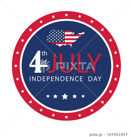 4th of July. USA Independence Day. USA independence day round icon. Usable for greeting cards, banner, background. Vector 104561957