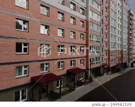 Exterior of residential buildings in city 104562328
