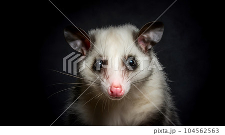 Virginia Opossum. Studio portrait of a smiling possum. Generative AI. 104562563