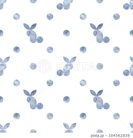 Watercolor navy blue rabbit silhouette seamless pattern on white background. Watercolor navy blue rabbit silhouette seamless pattern on white background. 104562839